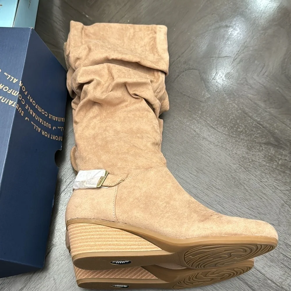 Dr. Scholl's Shoes Womens Break Free Faux Suede Slouchy Knee-High Boots